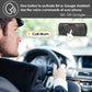 Black car speakerphone with orange-ring control and perforated speaker grille