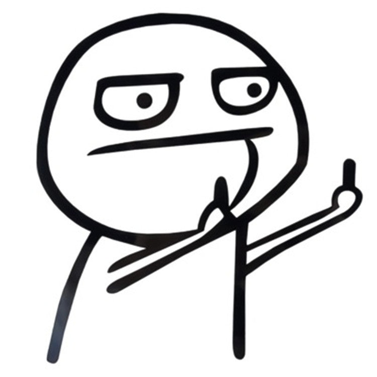 Black cartoon character sticker with angry eyes and raised hand gesture