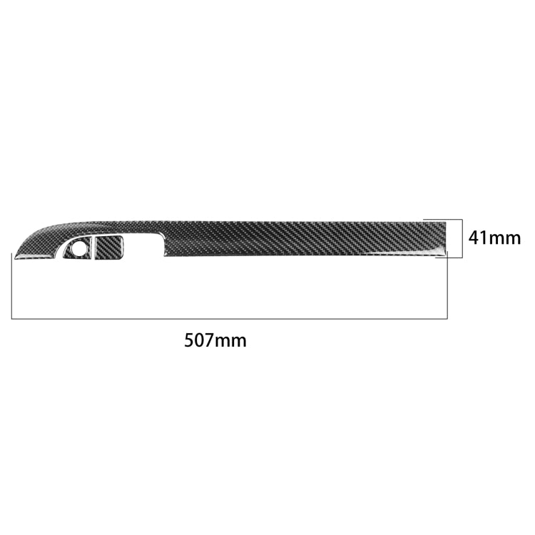 Carbon fiber co-pilot storage box trim sticker with dimensions 507mm and 41mm
