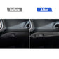 Carbon fiber co-pilot storage box trim sticker on car dash vent area, left side