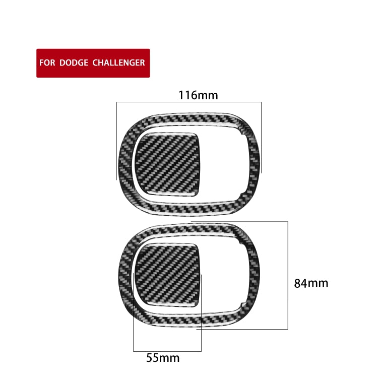 Seat back sticker set with carbon fiber-look oval frames and rectangular insert, size guides