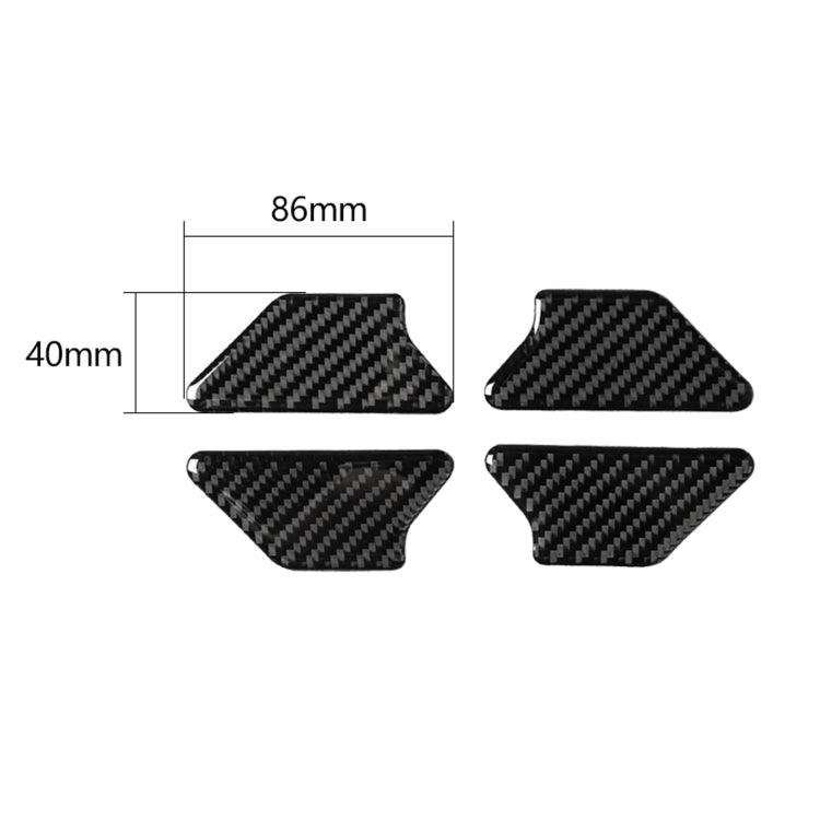 Carbon fiber-pattern door bowl panel stickers with size markers: 86mm x 40mm