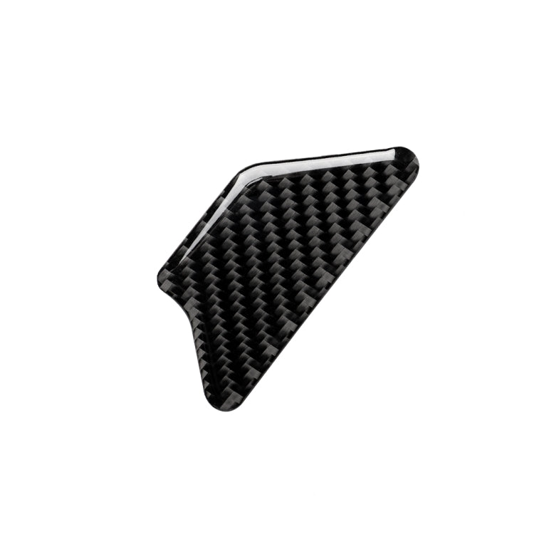 Carbon fiber-pattern door bowl panel sticker with rounded triangular shape, dark weave