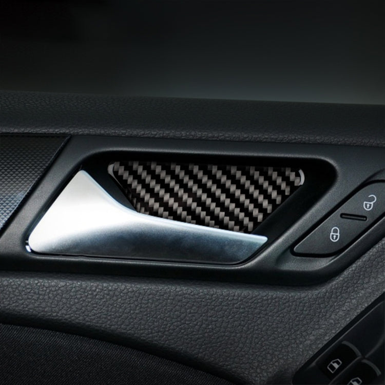 Carbon fiber-pattern inner door bowl panel sticker installed in door handle recess