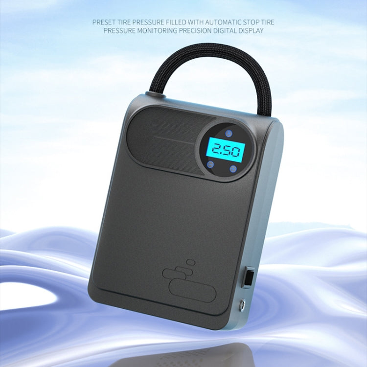 12V portable car tire air pump with digital pressure display and top handle