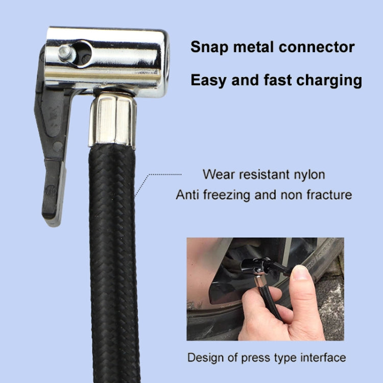 Electric air pump with metal snap connector and braided power cable