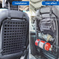 Car seat back organizer rack mounted on front seat back, black grid storage