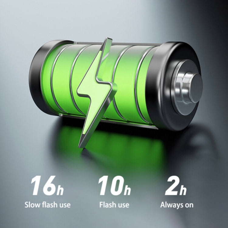 Green LED strobe battery tube with lightning-shaped emblem on front