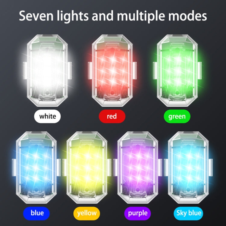 Motorcycle strobe light with multiple color modes: white, red, green, blue, yellow