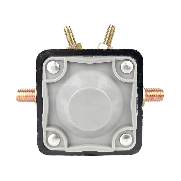 Marine outboard starter solenoid relay cover with square mounting face and two studs