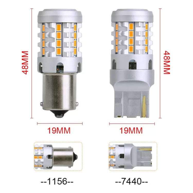 1156 LED turn signal bulbs, front and side view with 19mm size