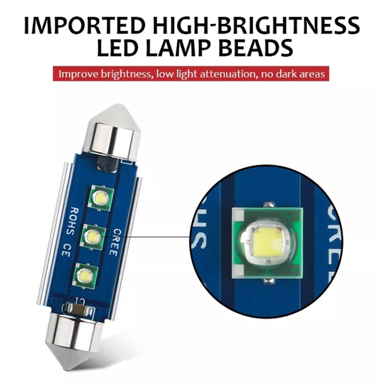 41mm car reading dome LED bulb with close-up 3 SMD Cree-style LED chip area