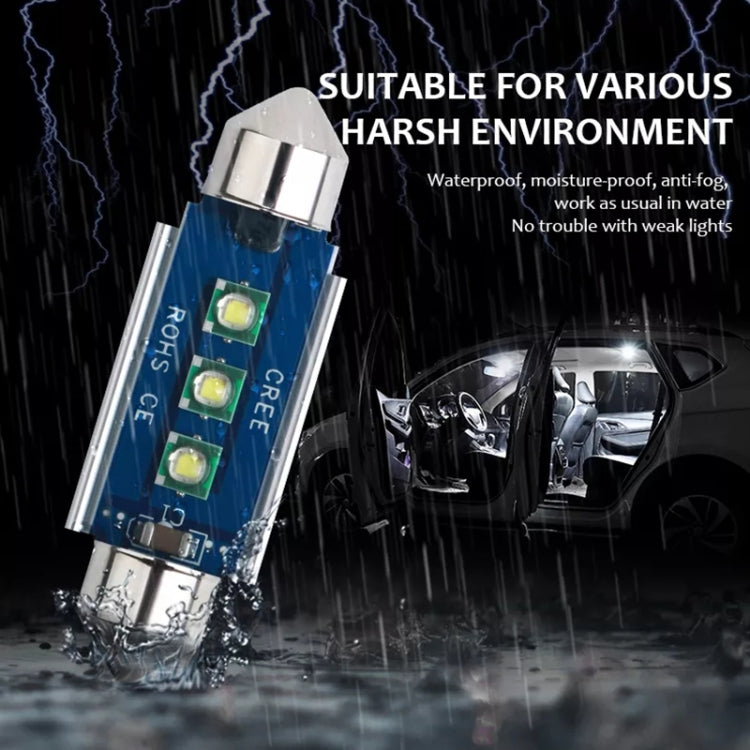 41mm car reading dome LED light with water-resistant design, shown with three LEDs