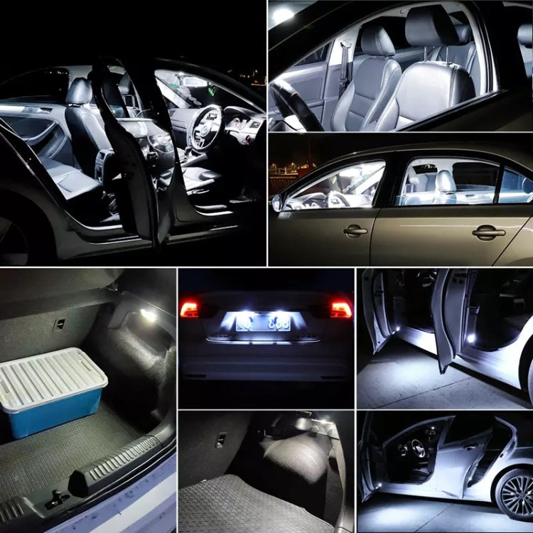 Car interior dome reading lights illuminating seats and footwell with bright LED glow