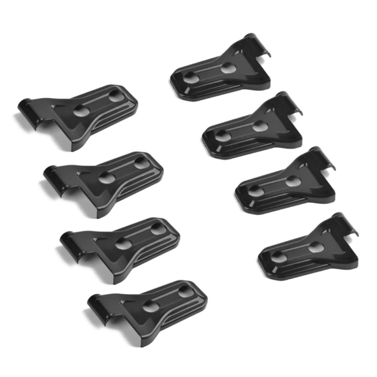 Set of black ABS side door hinge protector covers with oval mounting holes