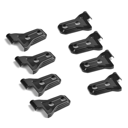 Set of black ABS side door hinge protector covers with oval mounting holes