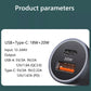 Metal dual-port car fast charger showing USB-C slot and orange USB-A port