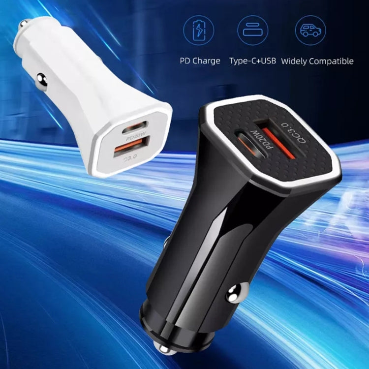Black and white square car fast chargers with dual USB ports