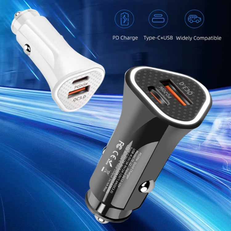 Black and white triangle car fast chargers with PD/QC port panels