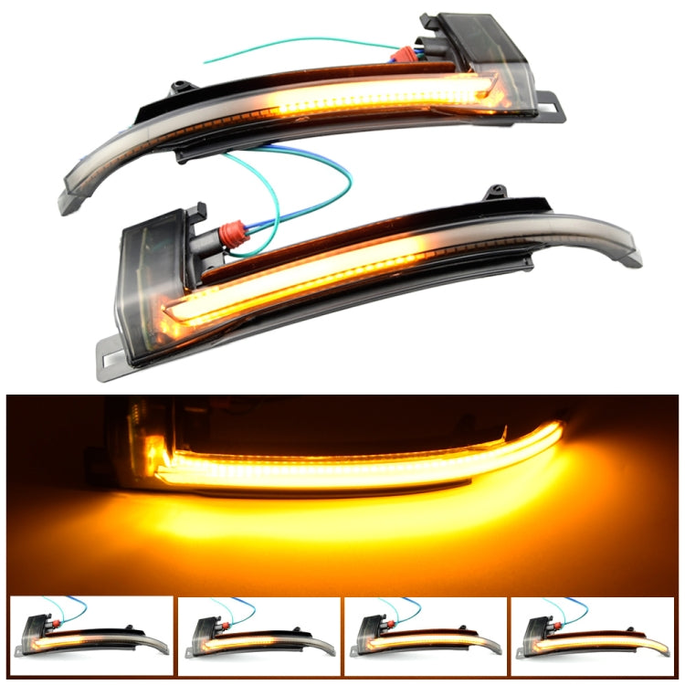 Pair of amber LED dynamic turn signal mirror lights with clear lens and black housing.