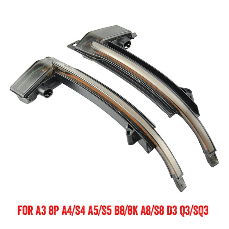 Set of two smoked-lens LED mirror turn signal lights with amber light strips and mounts.