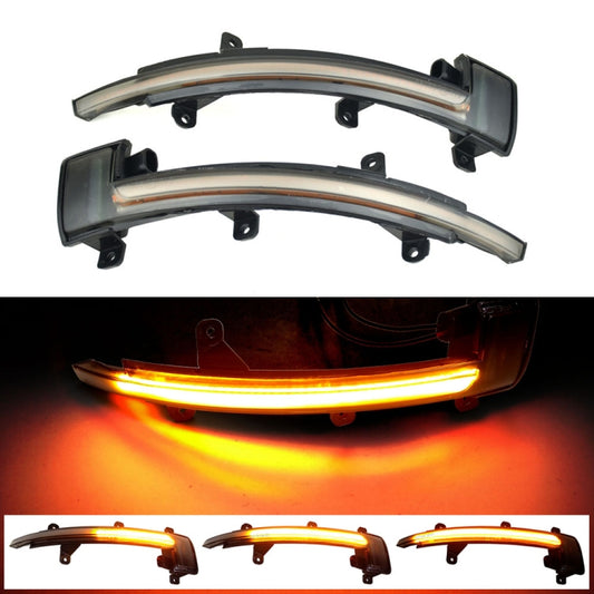 Pair of dynamic LED side-mirror turn signal lights with amber glowing strip