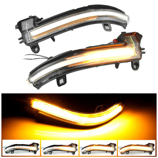 LED dynamic mirror turn signal light assembly with clear lens and amber strip