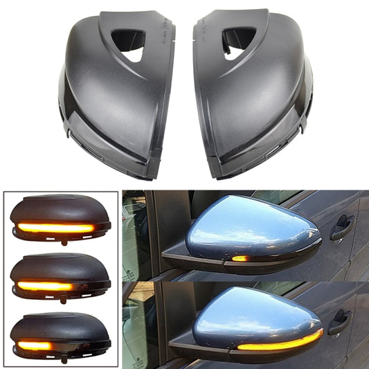 Pair of dark gray dynamic LED turn signal light housings for side mirrors