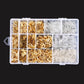 Cable spade plug terminal kit tray with gold ring lugs and clear insulated sleeves