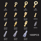 Cable spade plug terminal assortment with labeled sizes, gold lugs and clear spades