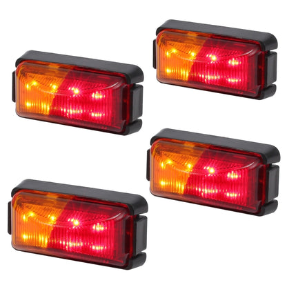 Set of 4 truck side marker lights with amber/red LED glow, black housing