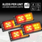 Set of 4 truck side marker lights with amber/red LEDs in black housings