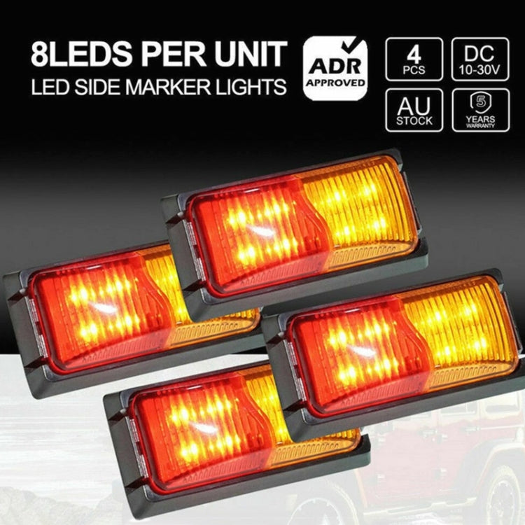 Set of 4 truck side marker lights with amber/red LEDs in black housings