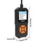 Car OBD2 code reader with color screen and orange control pad; side view