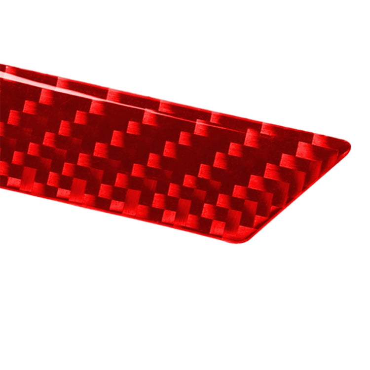 Close-up of red carbon-fiber style checkered pattern storage trim sticker