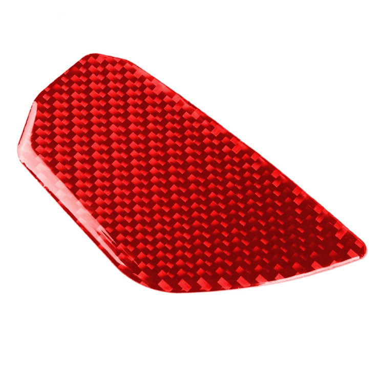 Red carbon-fiber inside door wrist sticker, single piece close-up