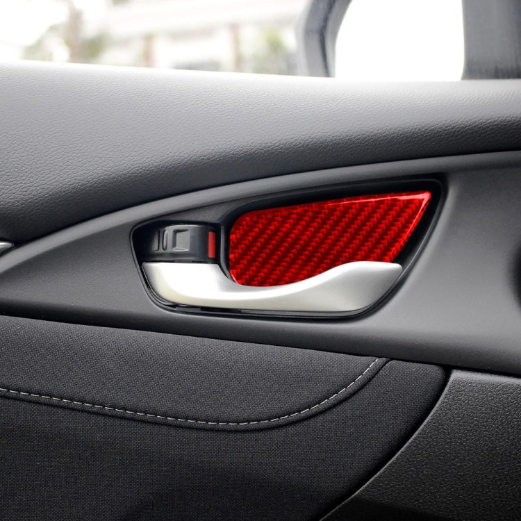 Red carbon-fiber inside door handle wrist trim sticker insert