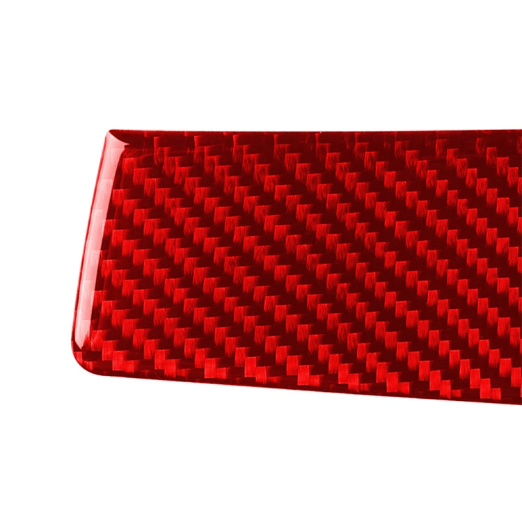 Red carbon-fiber pattern central control left decorative sticker, close-up