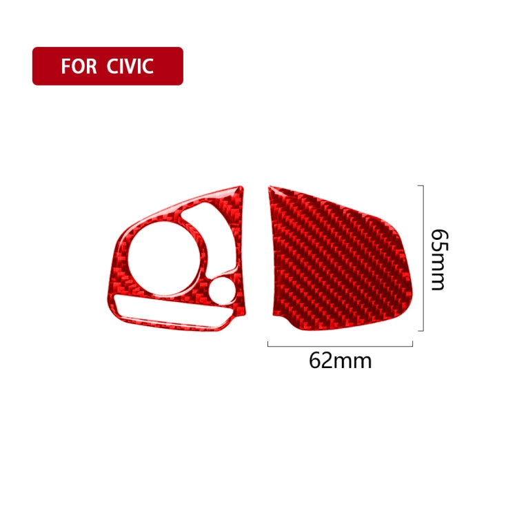 Red carbon-fiber steering wheel button trim set, right panel and left frame, 62mm size