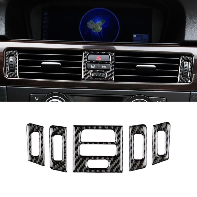 Carbon-fiber patterned air outlet trim stickers, installed on car dashboard vents