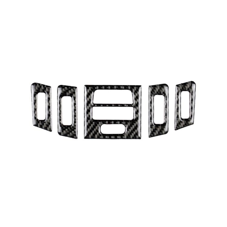 Carbon-fiber patterned vent trim sticker pieces, five-piece set with rectangular openings