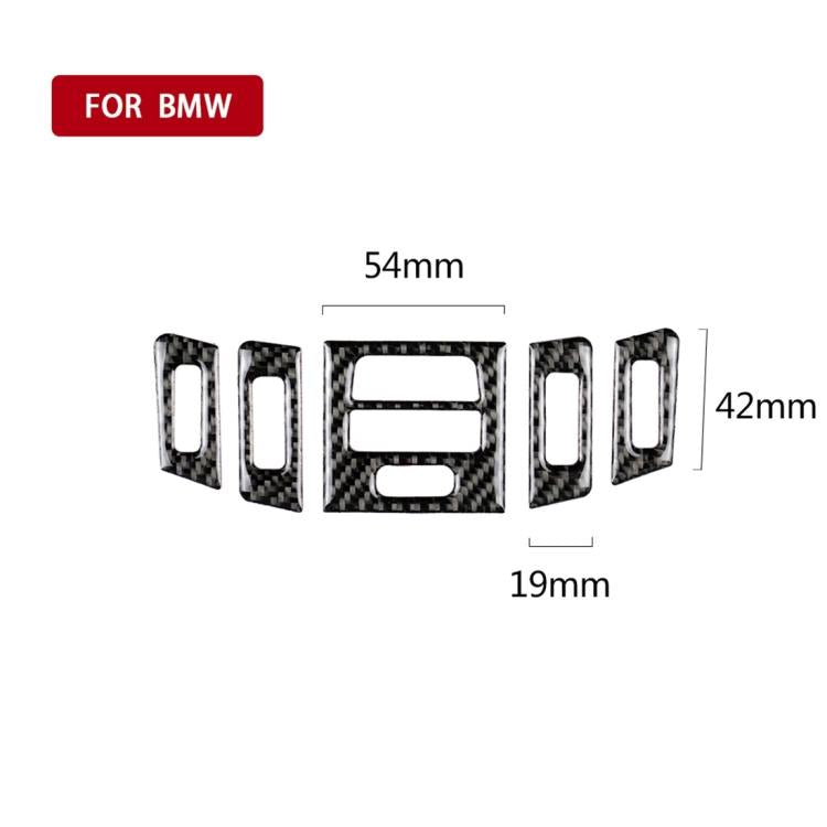 Carbon-fiber air vent trim sticker set for BMW, size layout shown in mm
