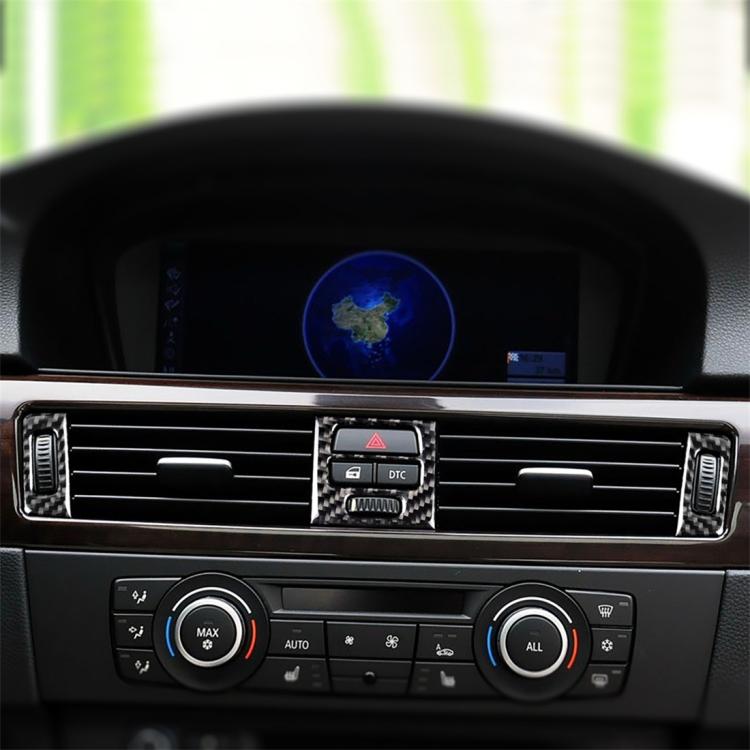 Carbon-fiber air outlet trim stickers on front dashboard air vents