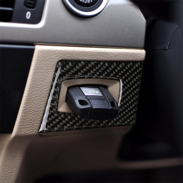 Carbon fiber ignition switch decorative sticker for right-hand drive, dark woven texture