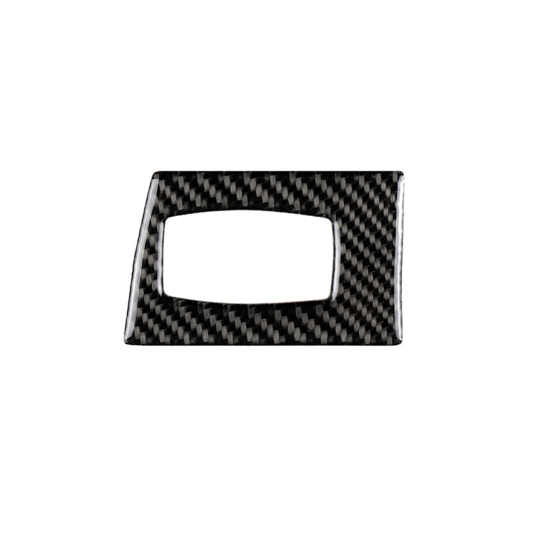 Carbon fiber ignition switch trim sticker with rectangular cutout, dark woven texture