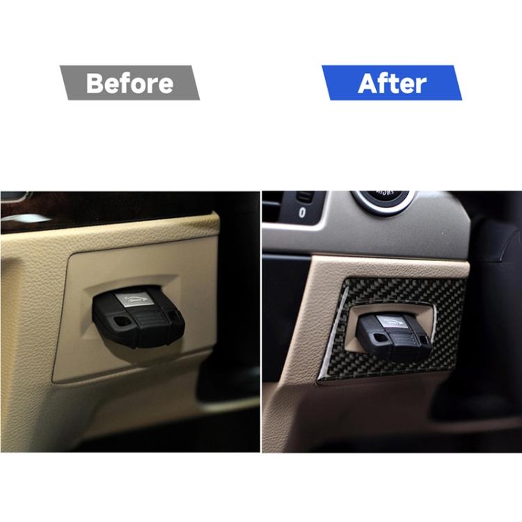 Ignition switch decorative sticker installed in dashboard panel with carbon fiber texture
