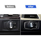 Headlight switch before and after showing carbon-fiber trim border around the knob