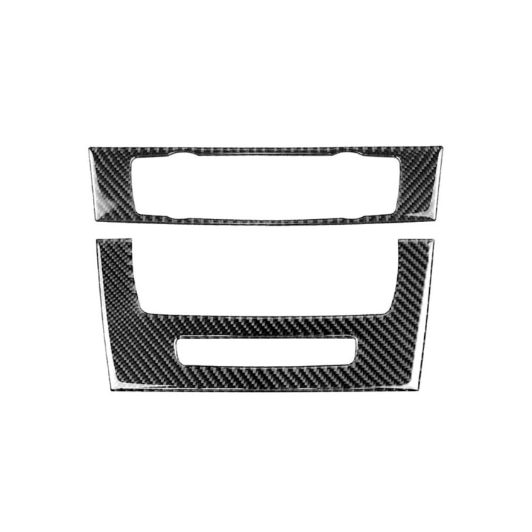 Carbon-fiber CD panel overlay with two rectangular openings and a lower slot cutout