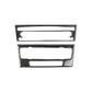 Carbon fiber CD panel trim overlay with cutouts, two-piece set