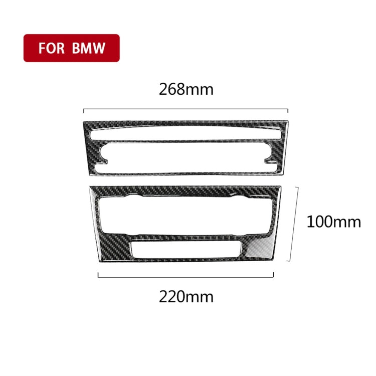 Carbon fiber CD panel trim overlays, front and lower piece with dimensions